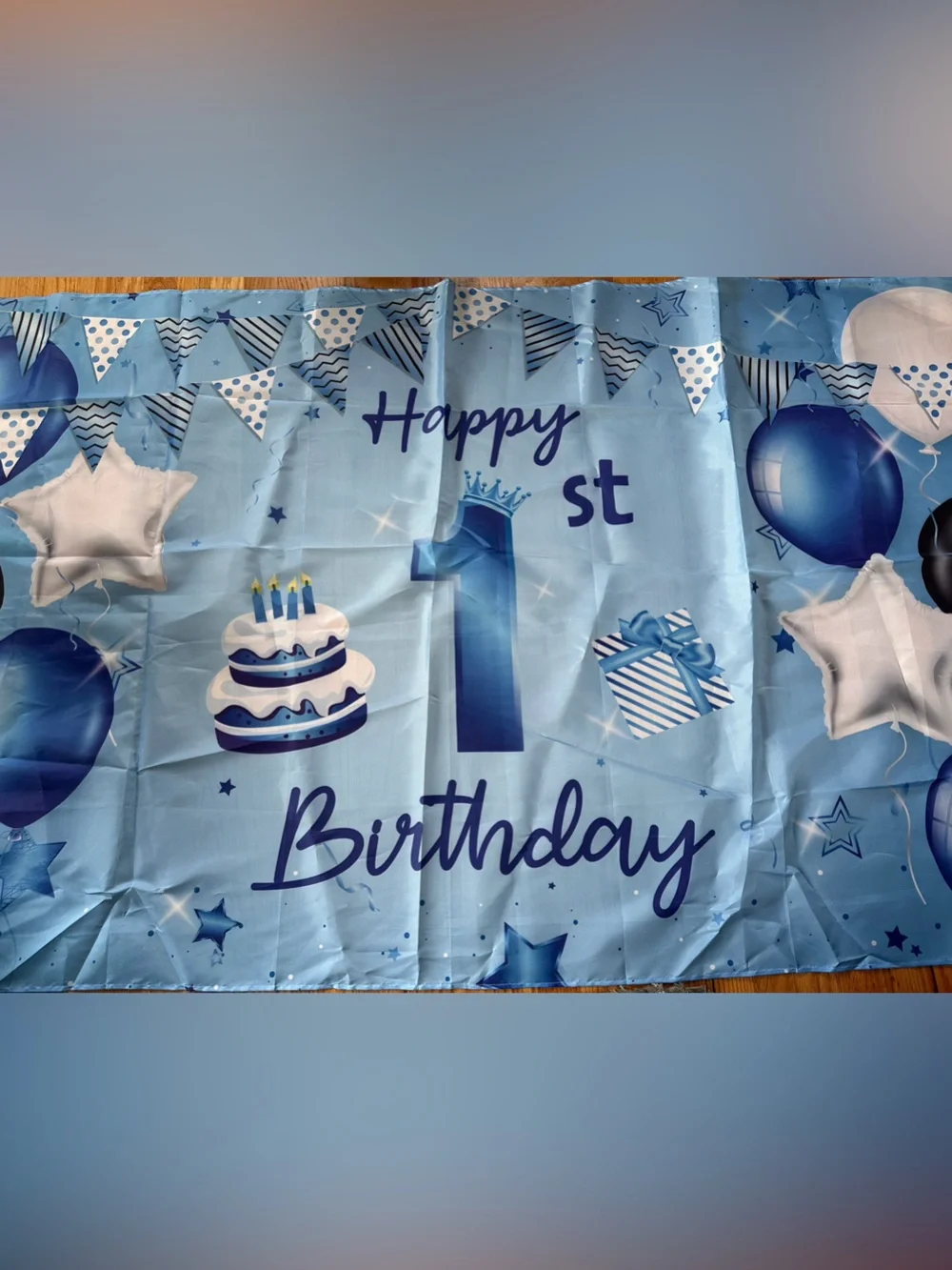 Birthday Banner and Tassel Garland Set in Blue - 1st Birthday Party Decoration